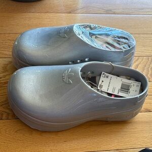 Adidas Metallic Silver Slip-Ons